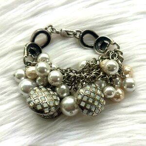 ST JOHN KNIT WOMENS BRACELET DESIGNER Flash Gold/ White Opal